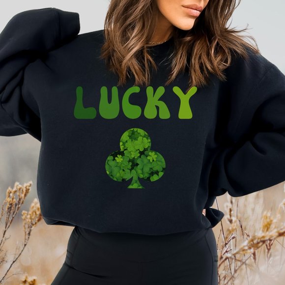 Saint Patric's Day Shamrock Sweatshirt Lucky Clover Shirt - Picture 4 of 7